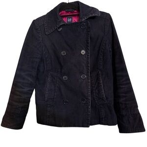 GAP Women's Y2K Navy Corduroy Pea Coat